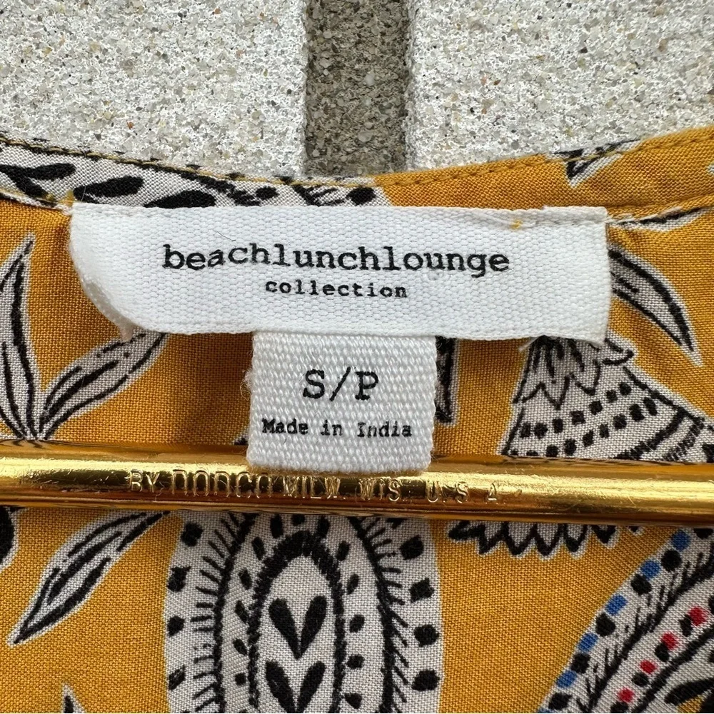 Beachlunchlounge Paisley Boho Marigold Yellow Sleeveless Shift Dress S Festival - Picture 3 of 9